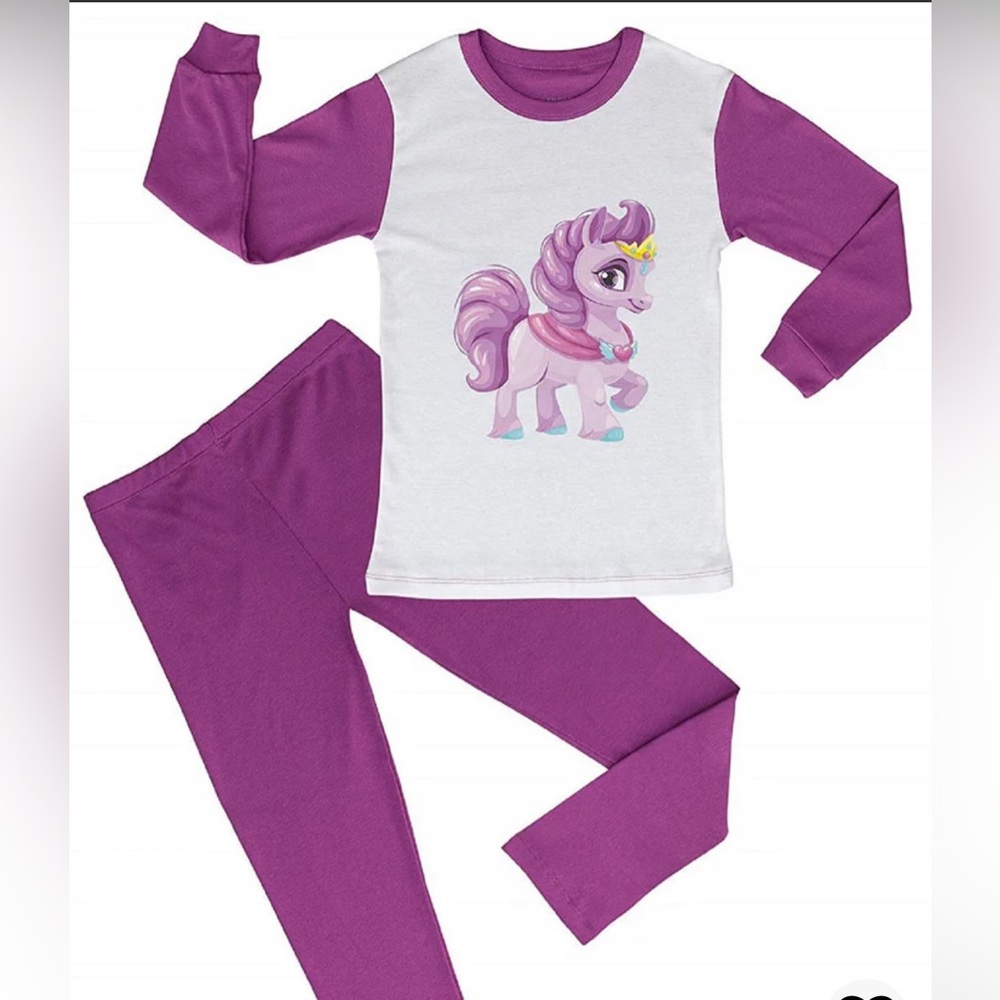 Caomp Girls Pajamas Organic Cotton‎ Pjs For Children Sleepwear 2 Pcs Set Size5-6